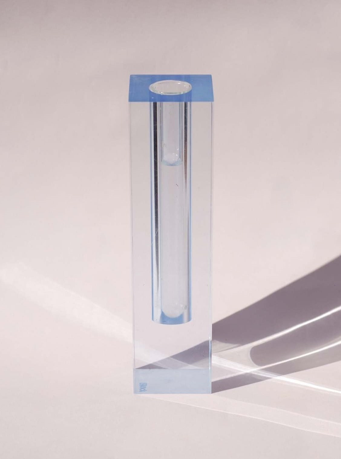 Block plexiglas bud vase bb blue
