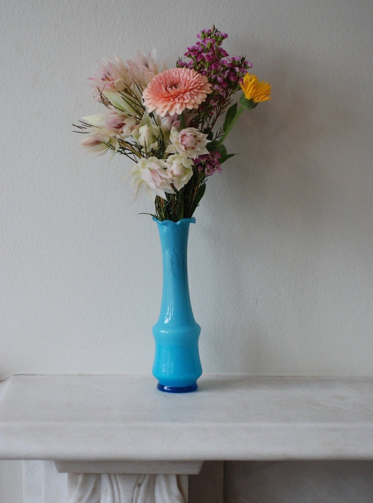 French Opaline Blue Wave vase