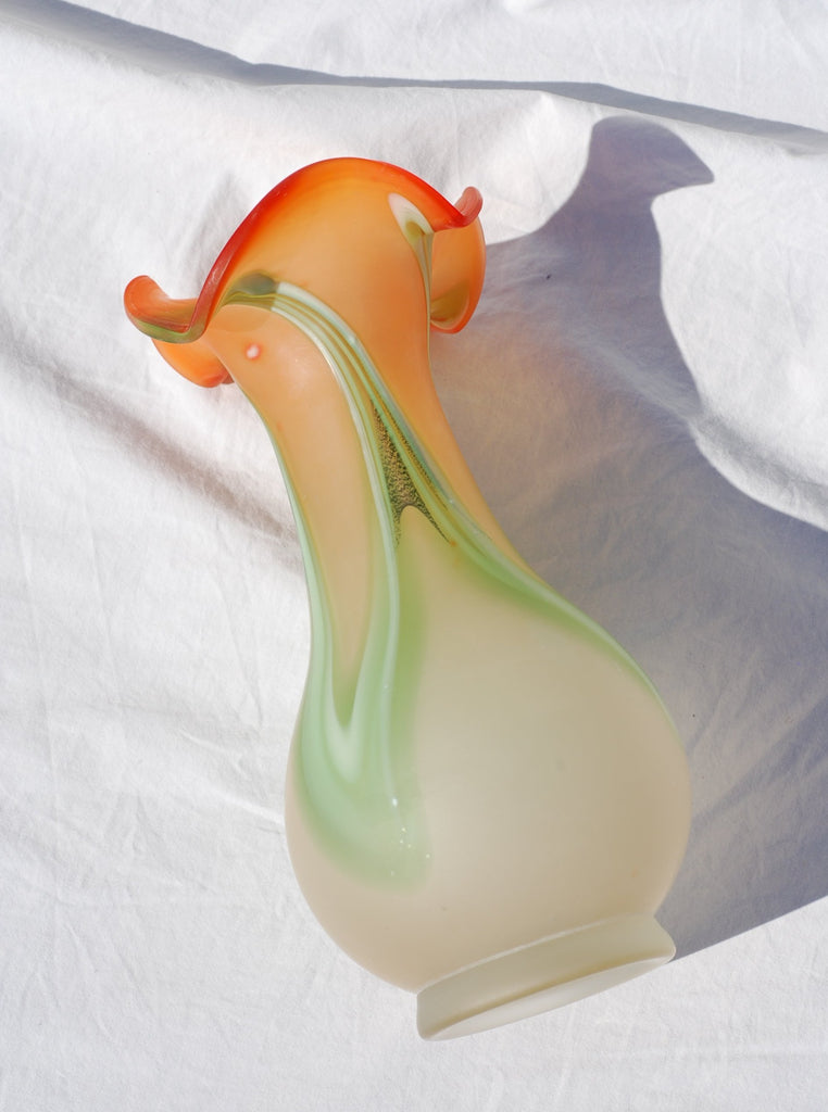 Orange swirl art deco vase