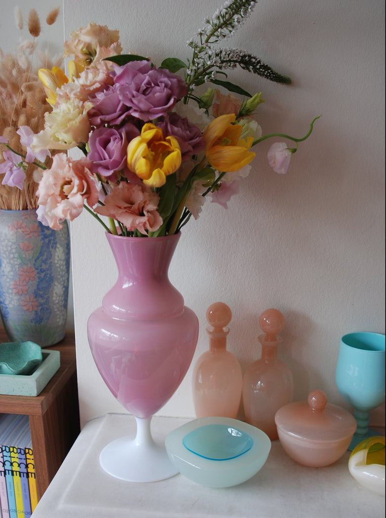 French Opaline Pink Balustre vase