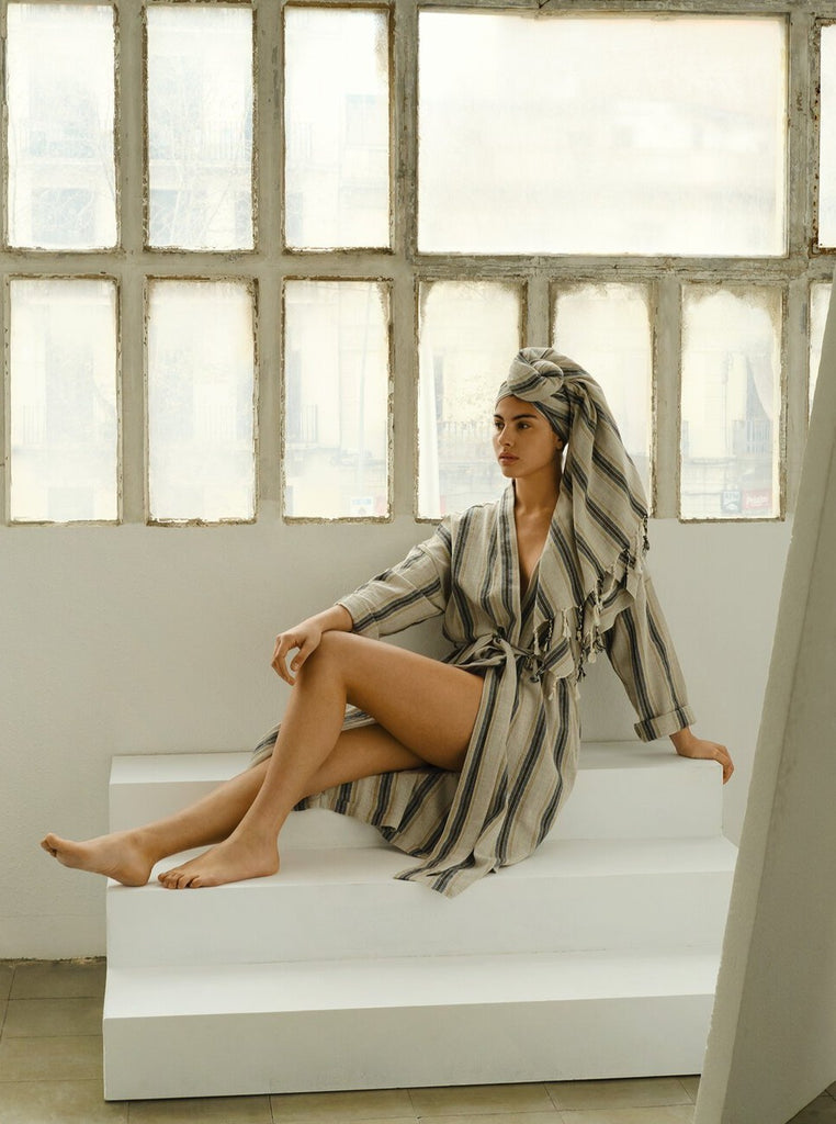Cotorra - Unisex Mirac handwoven linen robe