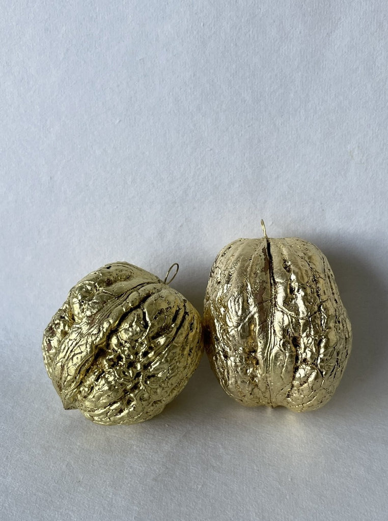 Coralie how - 22k gold leaf large walnut ornament