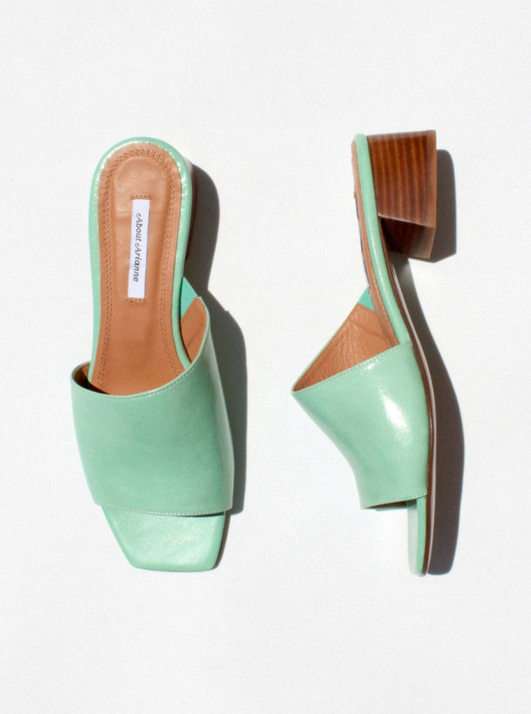 About Arianne - Mel Matcha slip-on mules