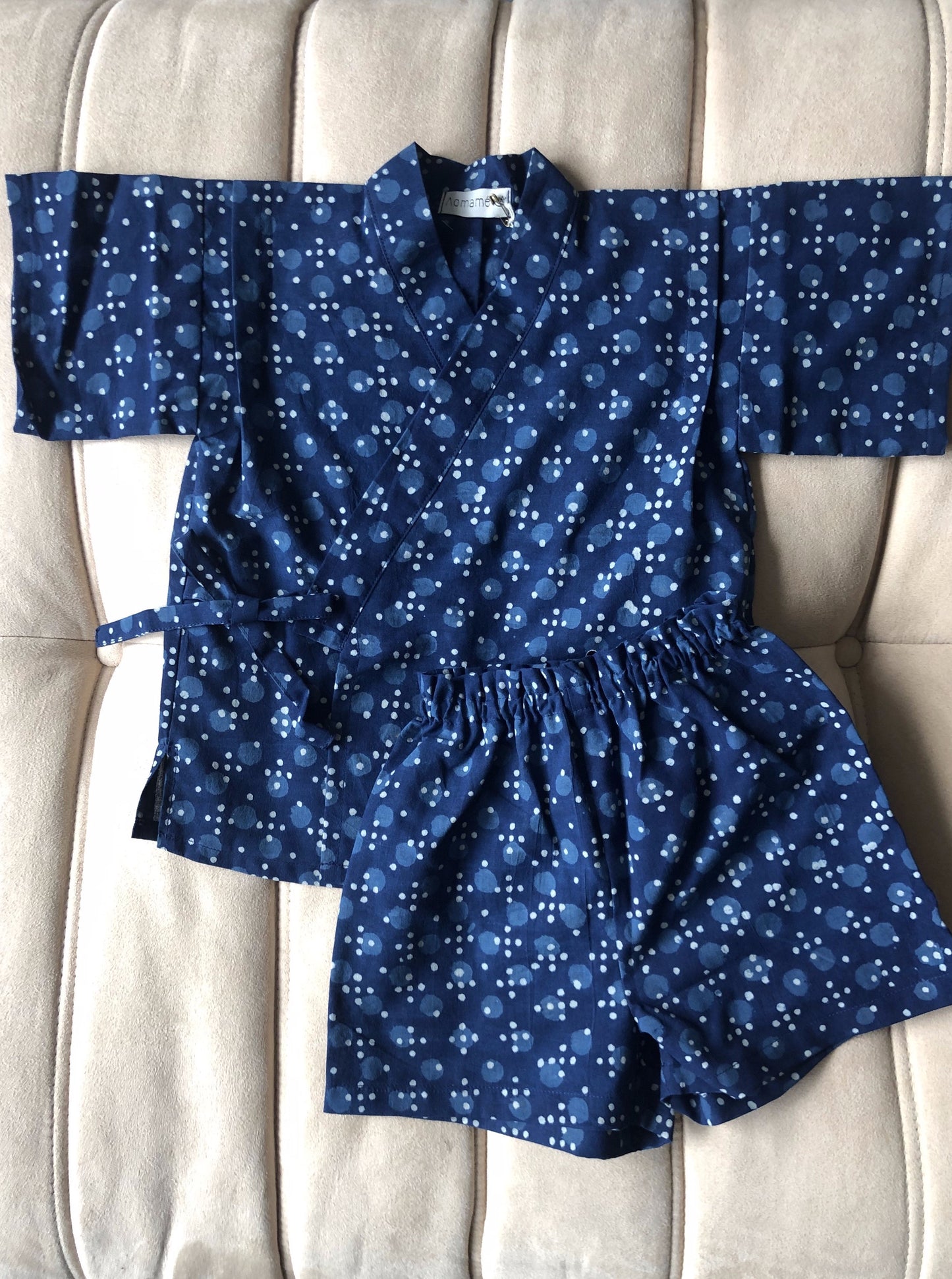 Aomamé - Hoshi indigo cotton Children's jinbei set