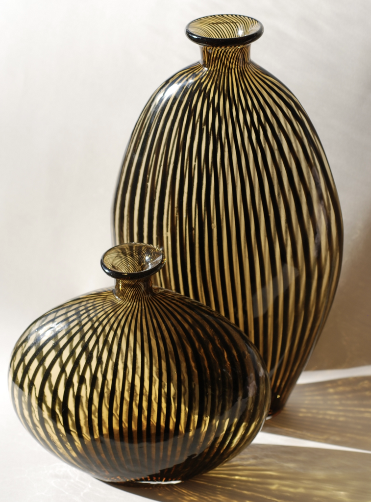 Murano Filigrana amber vase set