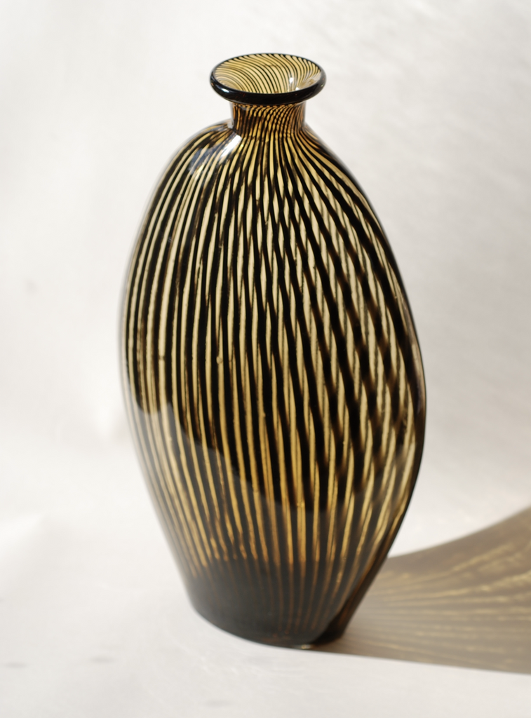 Murano Filigrana amber vase set