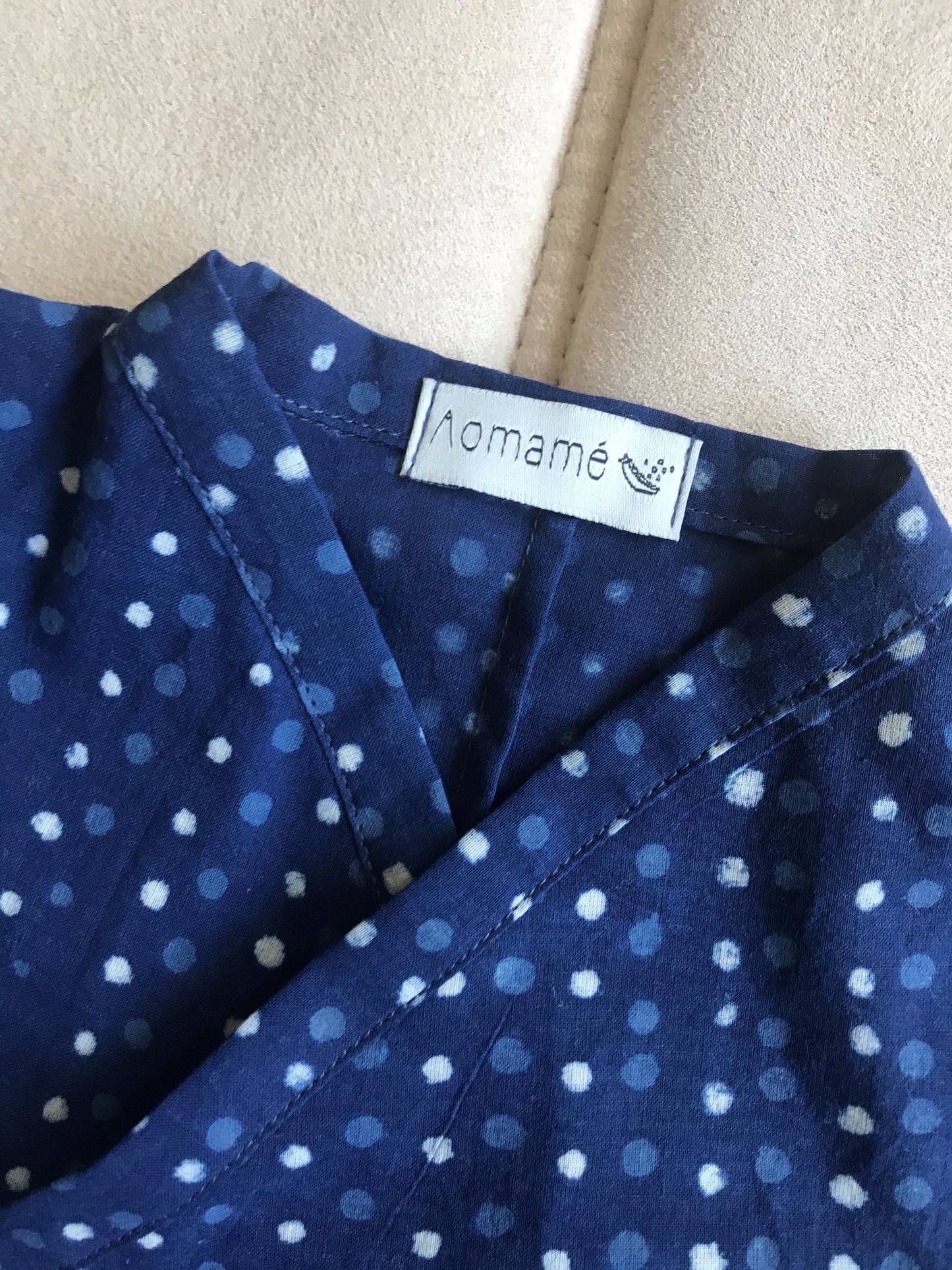 Aomamé - Pluie indigo cotton Baby romper