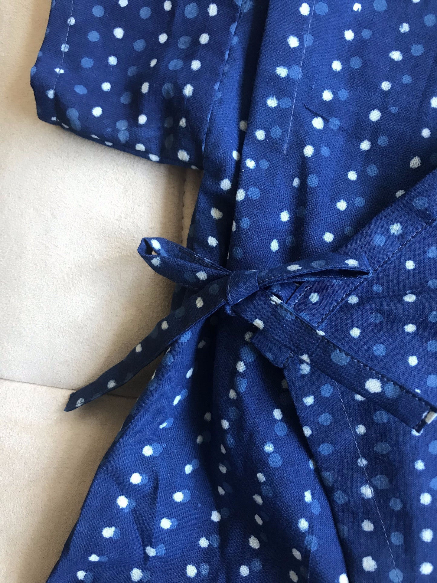 Aomamé - Pluie indigo cotton Baby romper