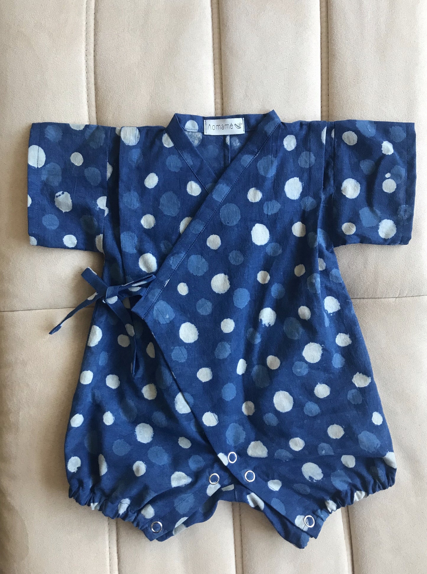 Aomamé - Arare indigo cotton Baby romper