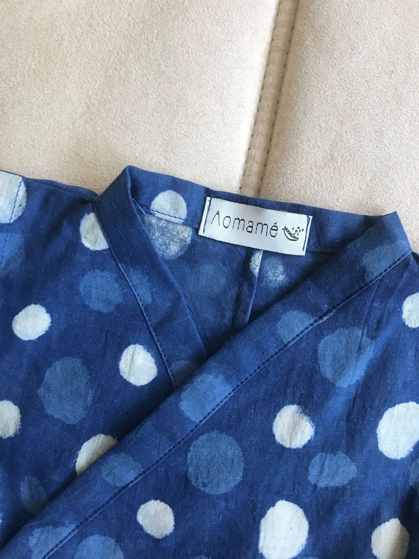 Aomamé - Arare indigo cotton Baby romper