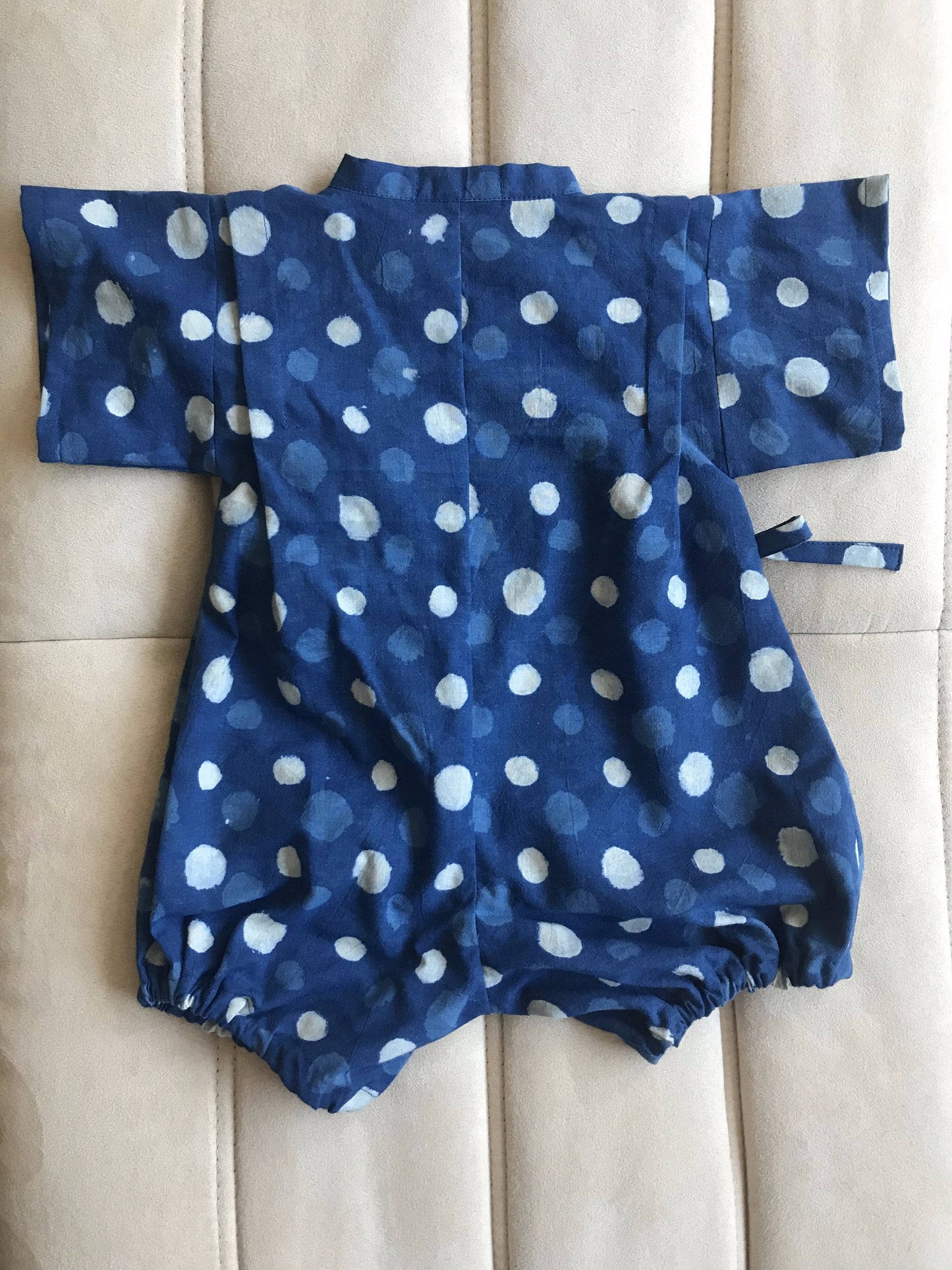 Aomamé - Arare indigo cotton Baby romper