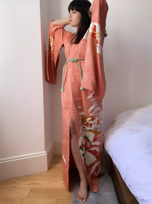 Haruko - Blush hand painted silk kimono