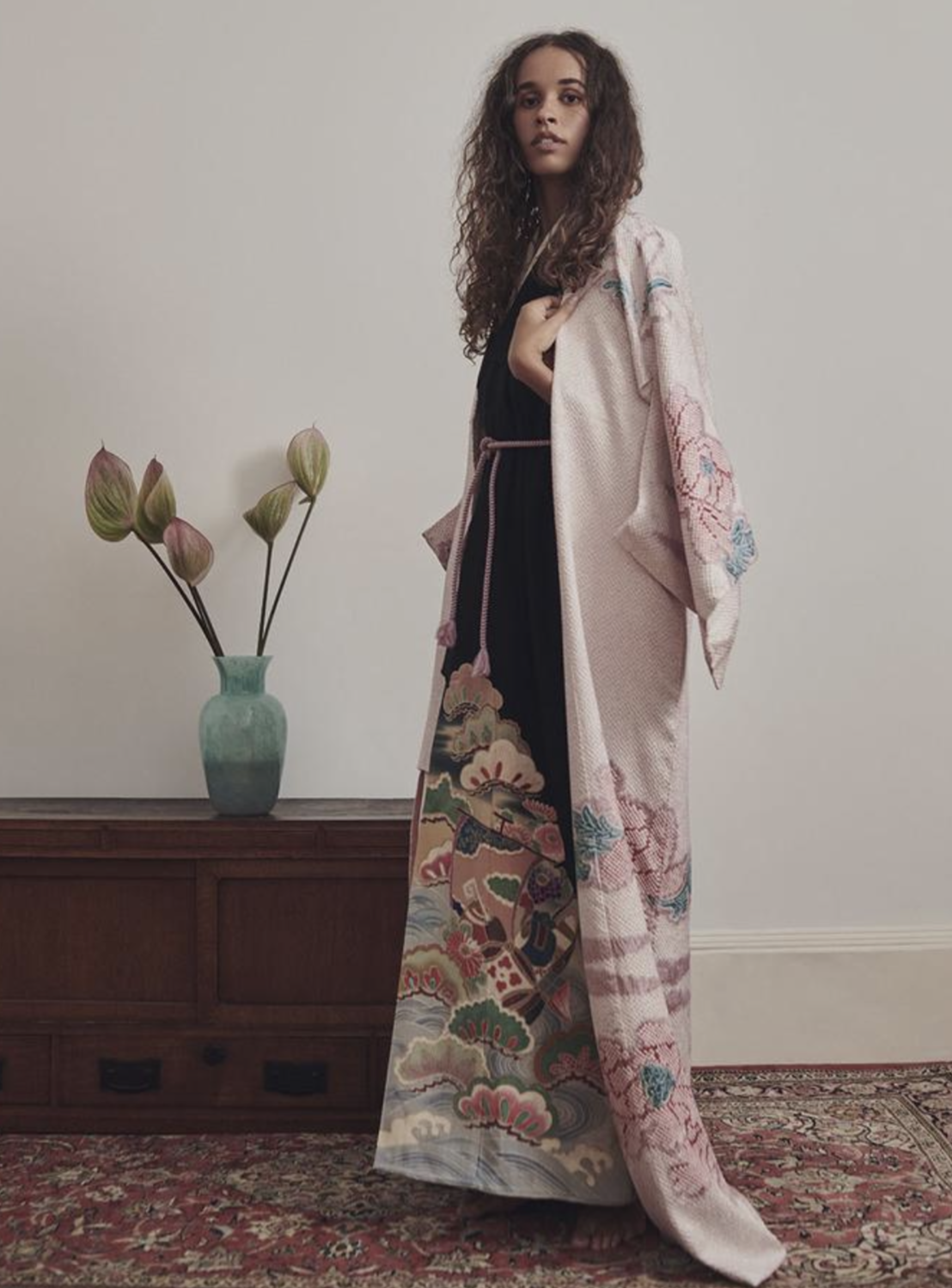 Aika - Shibori silk soft pink kimono