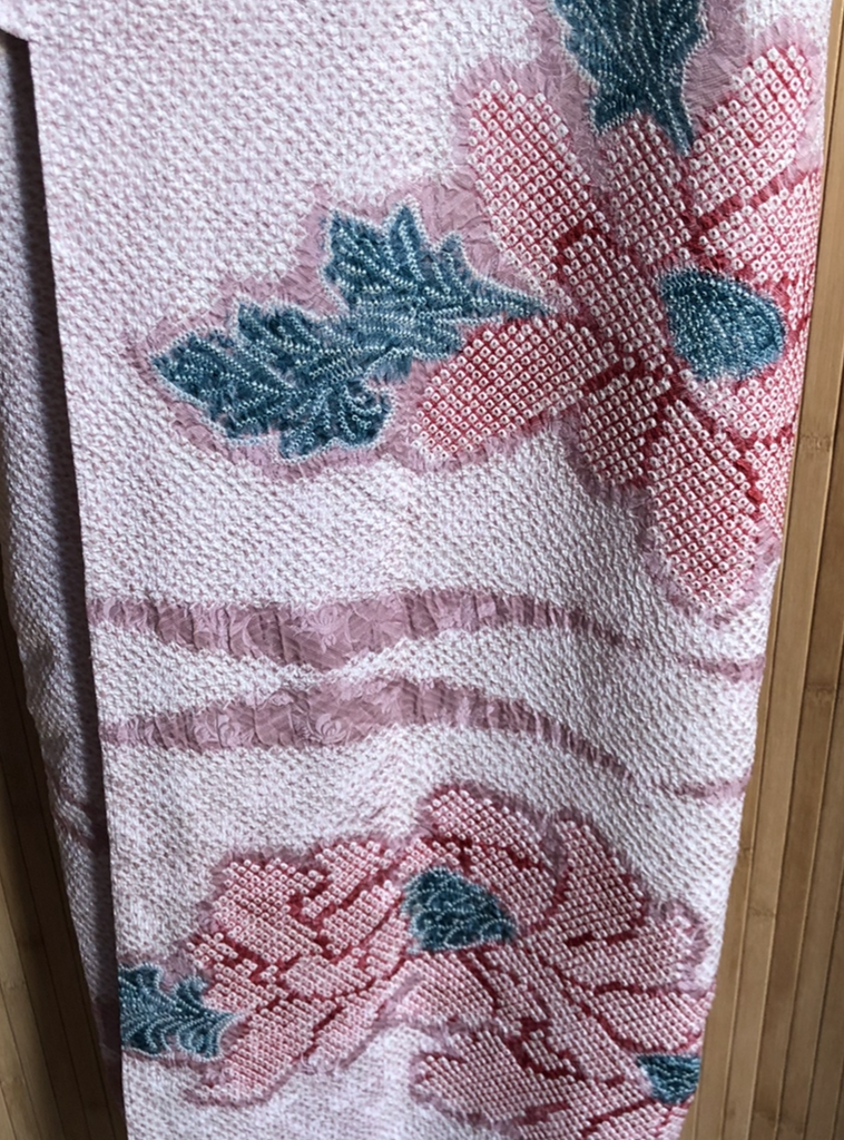 Aika - Shibori silk soft pink kimono