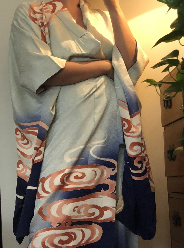 Nagisa - Blue ombré silk furisode kimono
