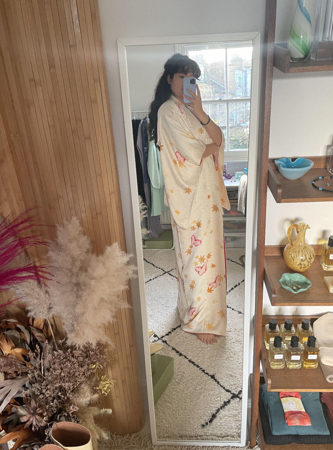 Yukiko - Designer silk ivory gold kimono