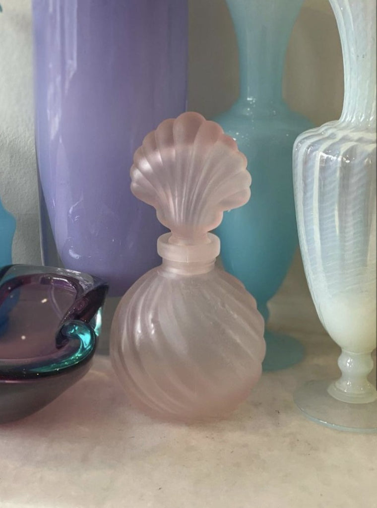 Pink frosted glass vanity bottle