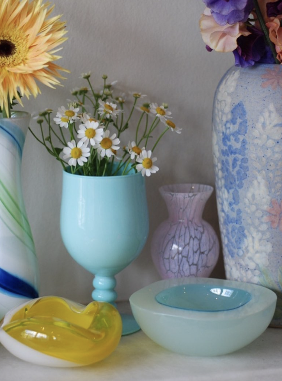 Baby blue opaline chalice