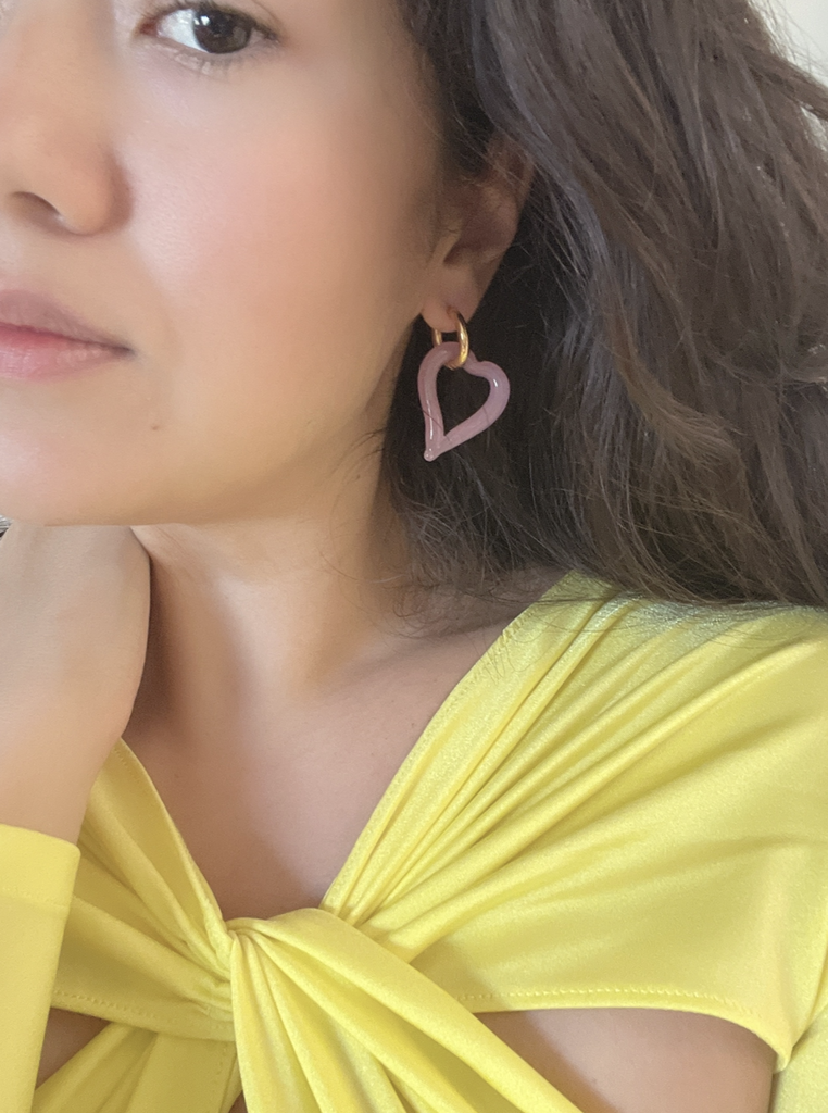 Sandralexandra - Heart of glass cloudy pink earrings