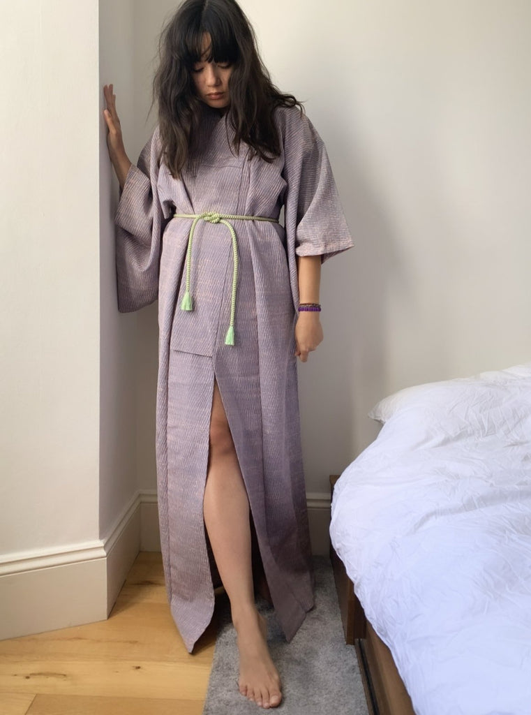 Hikari - Lavender crepe de chine textured kimono