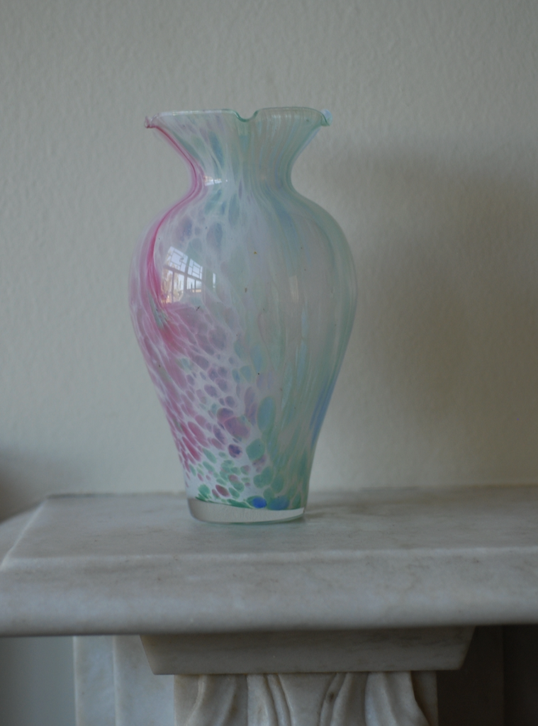 Multicolor pastel handblown vase