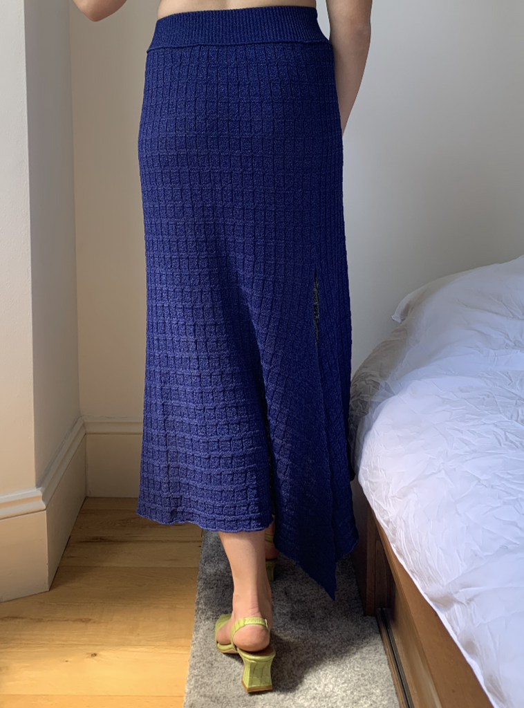 Rus - Etoile indigo textured knit skirt SMALL
