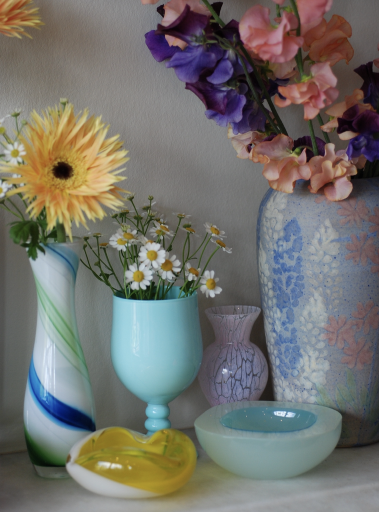 Pastel hand painted floral vase