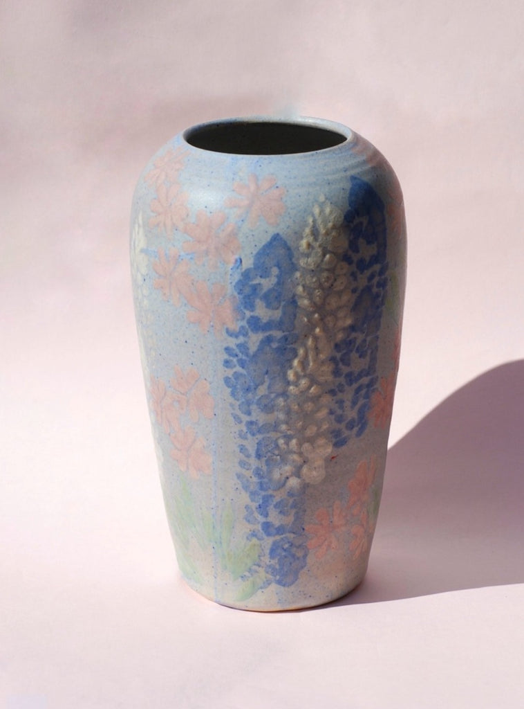 Pastel hand painted floral vase