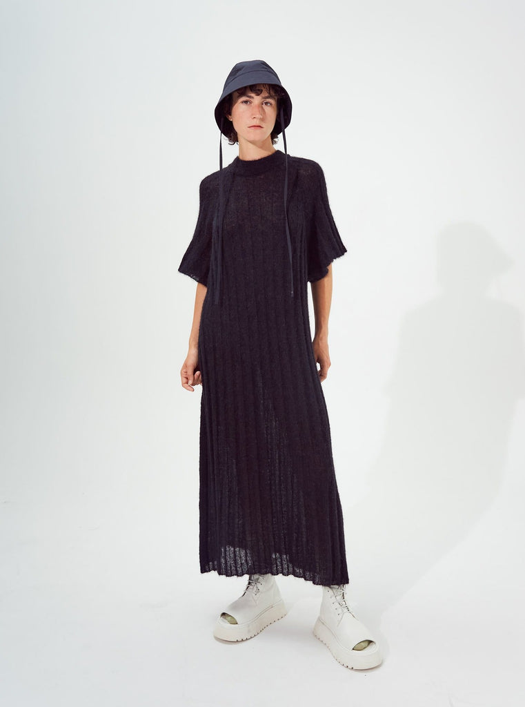 Rus - Momiji semi-sheer rib alpaca dress