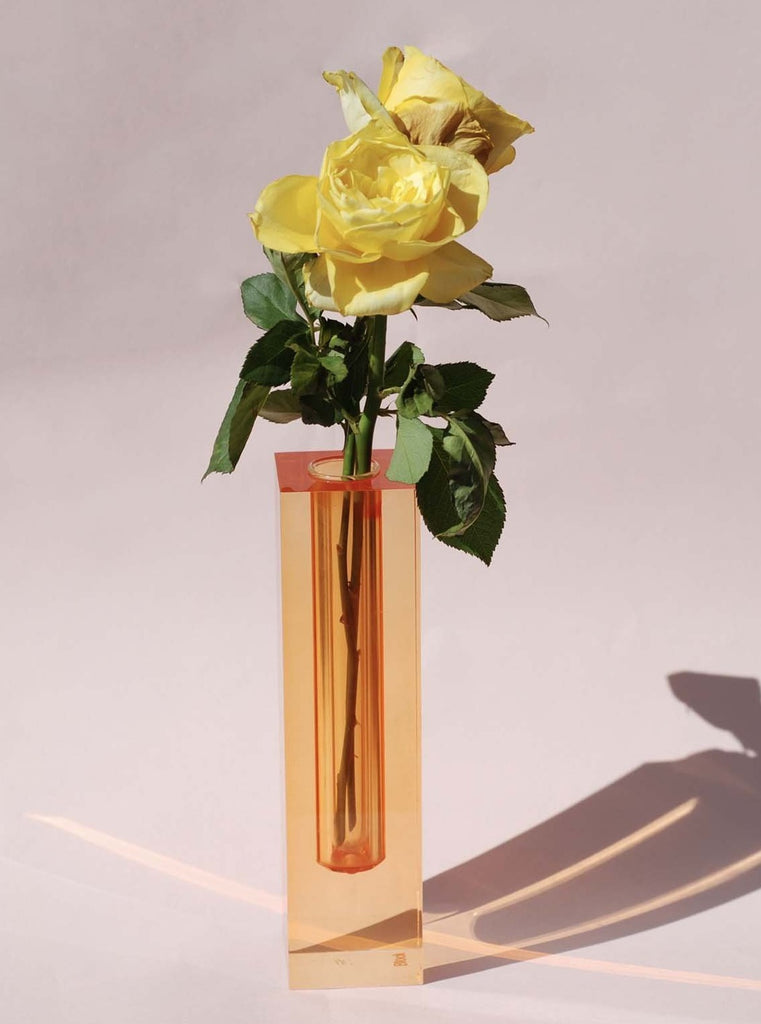 Block plexiglas bud vase tangerine