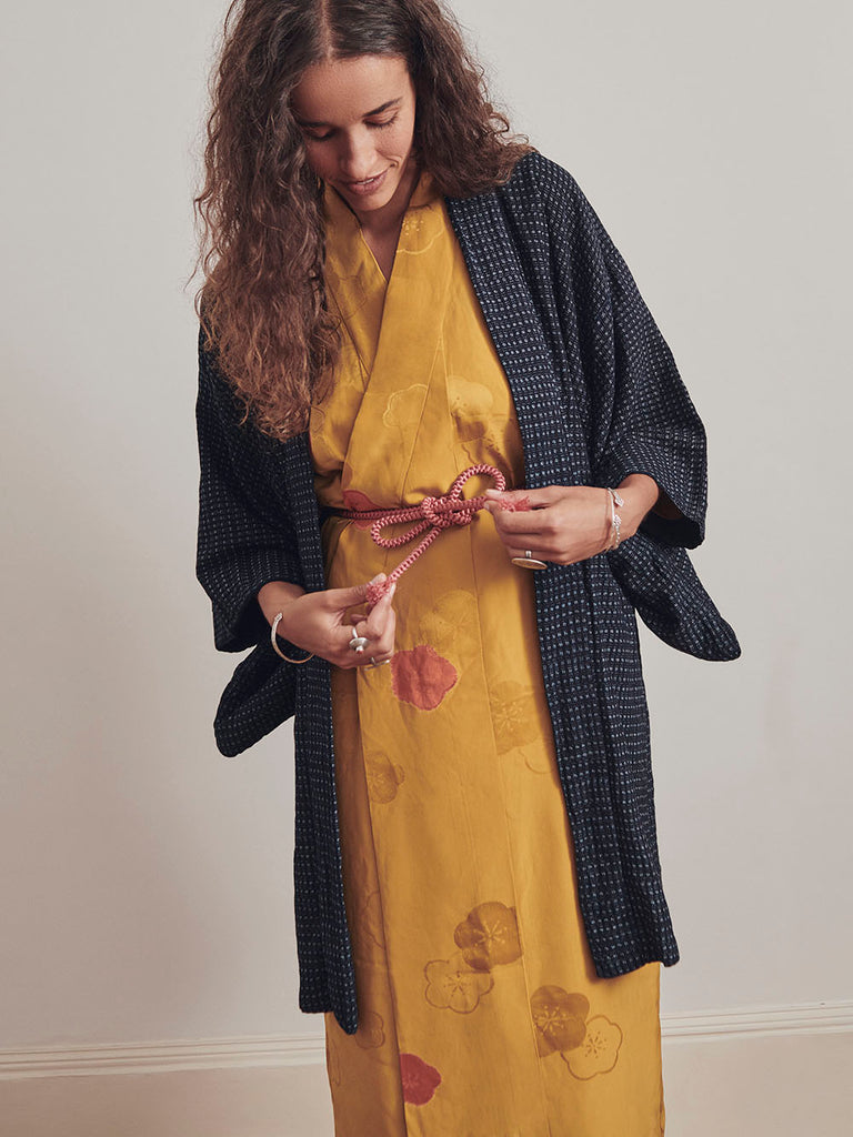 Kiko - Turmeric yellow silk kimono