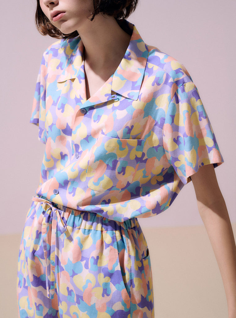NEUL - Love camo print shirt lilac