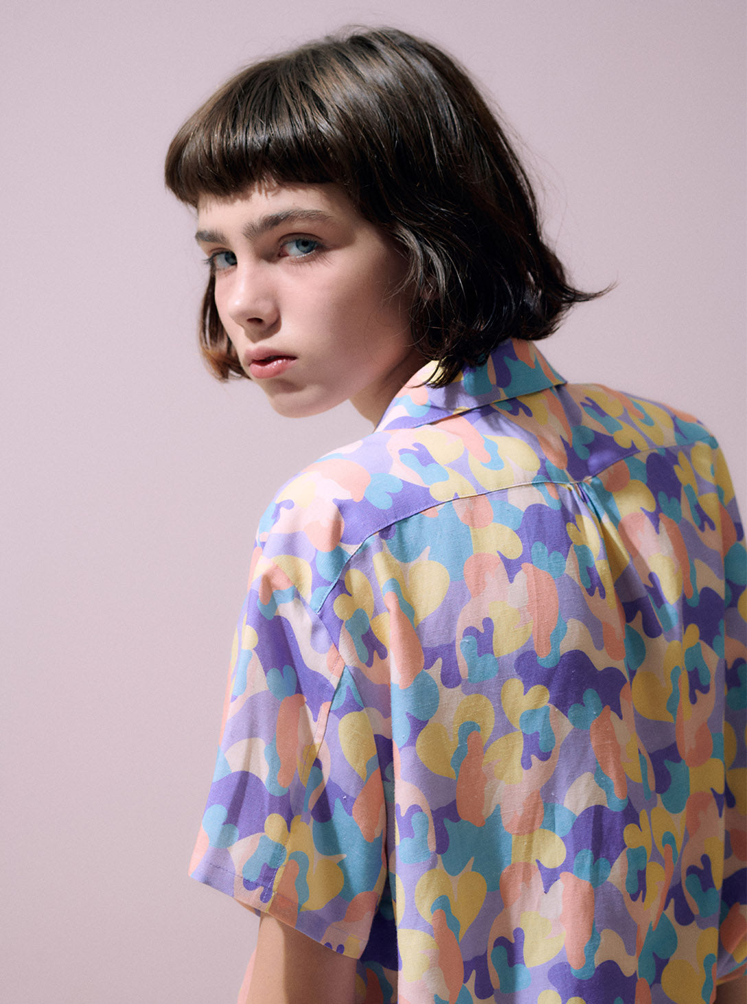 NEUL - Love camo print shirt lilac