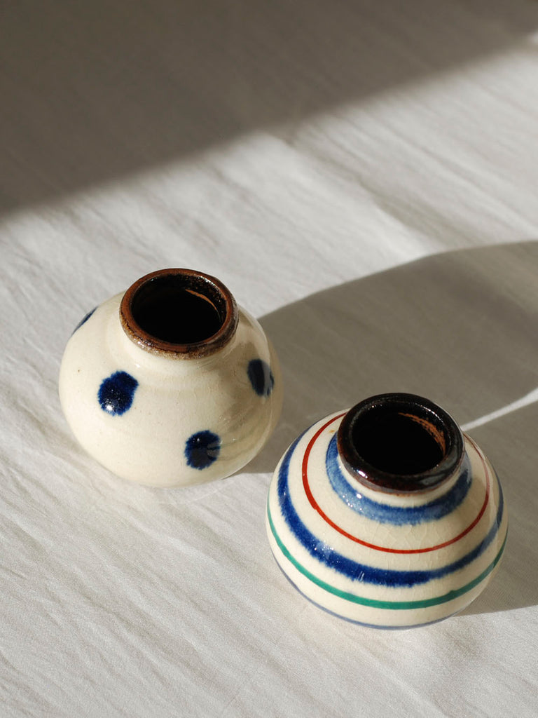 Japanese ceramics handmade in okinawa - Choko sake cup duo