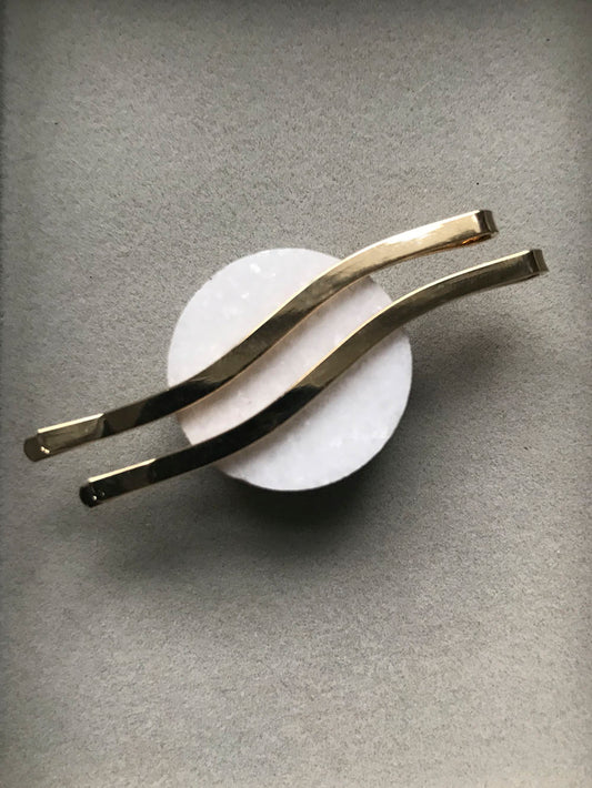 Scho - WAVE 18k gold plated thin hair slide set of 2